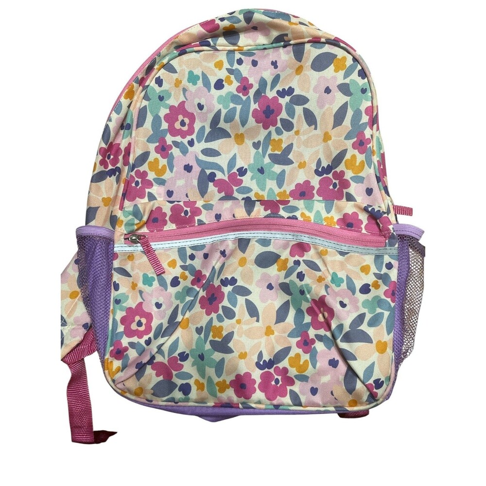 Dealworthy Floral Pink and Purple Kids 16" Backpack Girls boys Back to School.